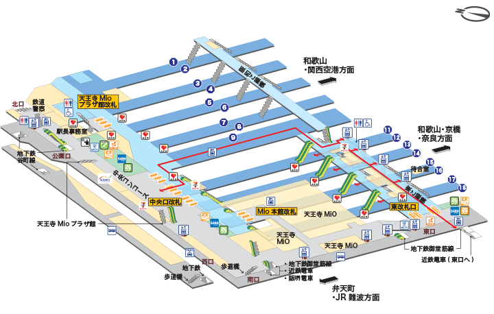 JR環状線(大阪環状線)JR天王寺駅構内図
